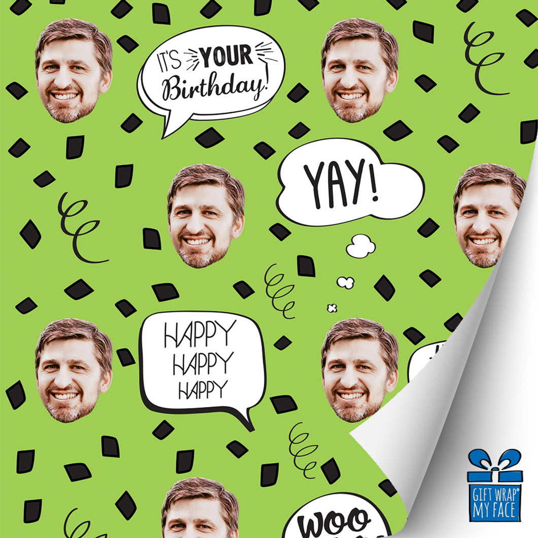 Green Birthday Confetti Gift Wrap