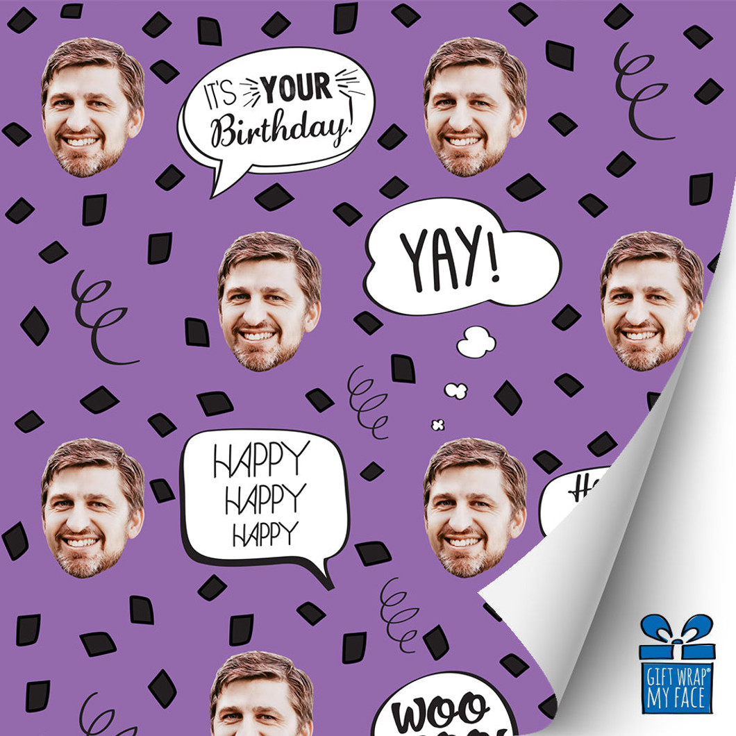 Purple Birthday Confetti Gift Wrap