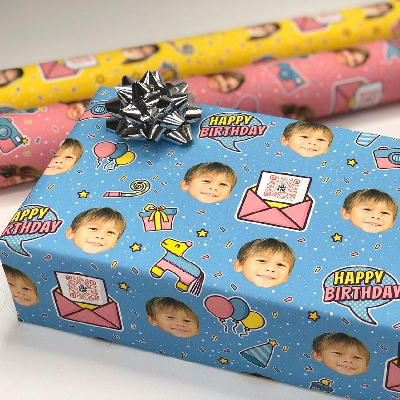 Custom gift wrapping paper by Gift Wrap My Face - Birthday