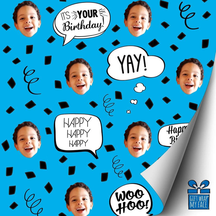 Blue Birthday Confetti Gift Wrap