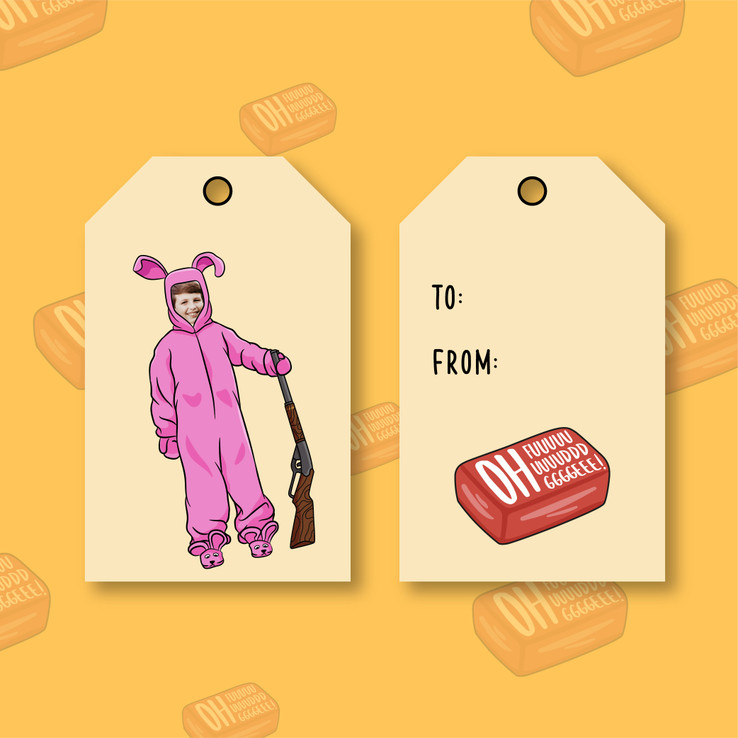 CHRISTMAS STORY PINK BUNNY GIFT TAGS