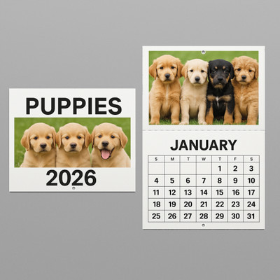 A4 Landscape Stitched Calendar with Drilled Hole