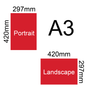 A3 Posters Finished Size - Portrait 297x420mm. Landscape 420x297mm. (Does not include 3mm bleed)