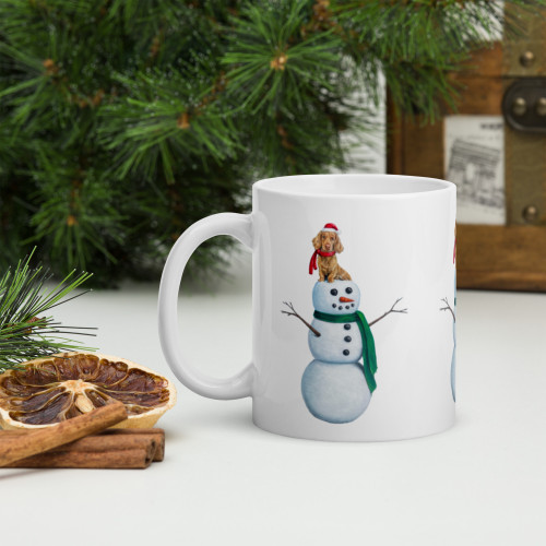 Macaboy & The Snowman White glossy mug