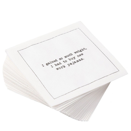 White Cotton Cocktail with Quarantine Quotes (200 GSM) - 4.5” x 4.5” - 1200 units - 50 units per pack