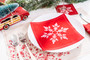 Snowflake Red Dessert - 100% Organic Cotton - 8" x 8" - 25 Units