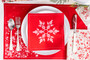 Red Snowflake Cascade Placemat - 100% Organic Cotton - 18.9" x 12.6" - 12 Units