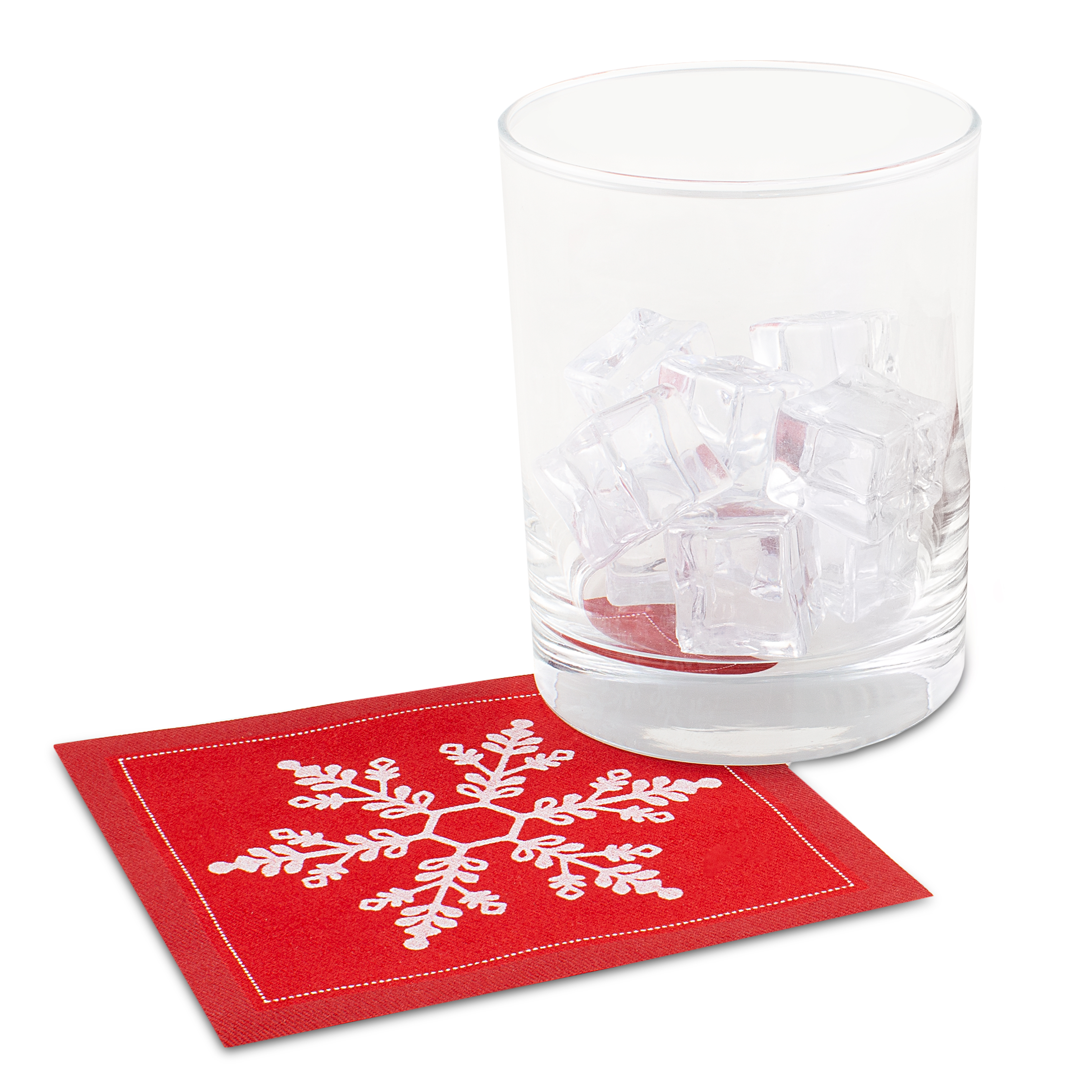 Snowflake Red Cotton Cocktail (200 GSM) - 4.5" x 4.5" - 1200 Units