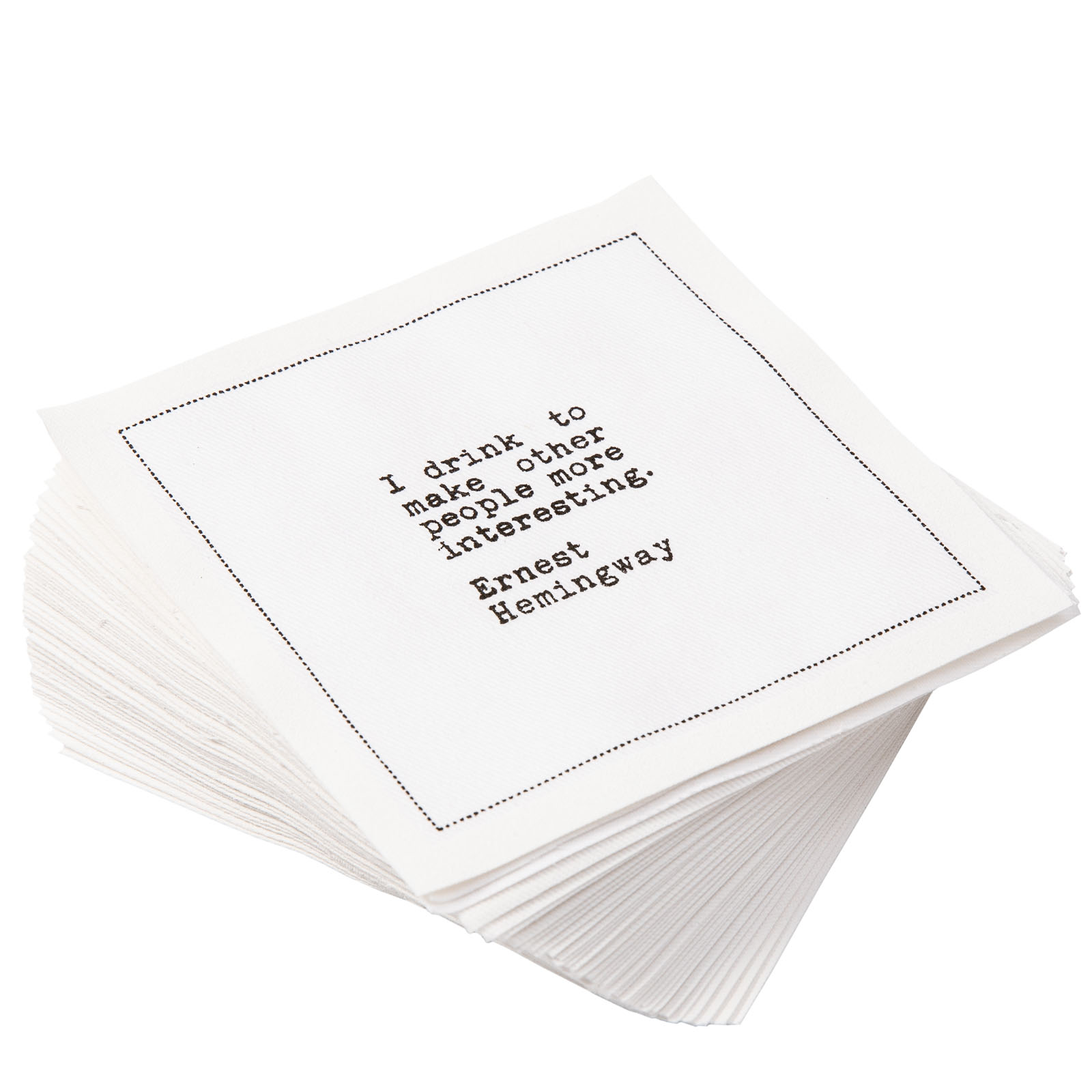 White Cotton Cocktail with Drinking Quotes 100% Cotton - 4.5" x 4.5" - 100 Units