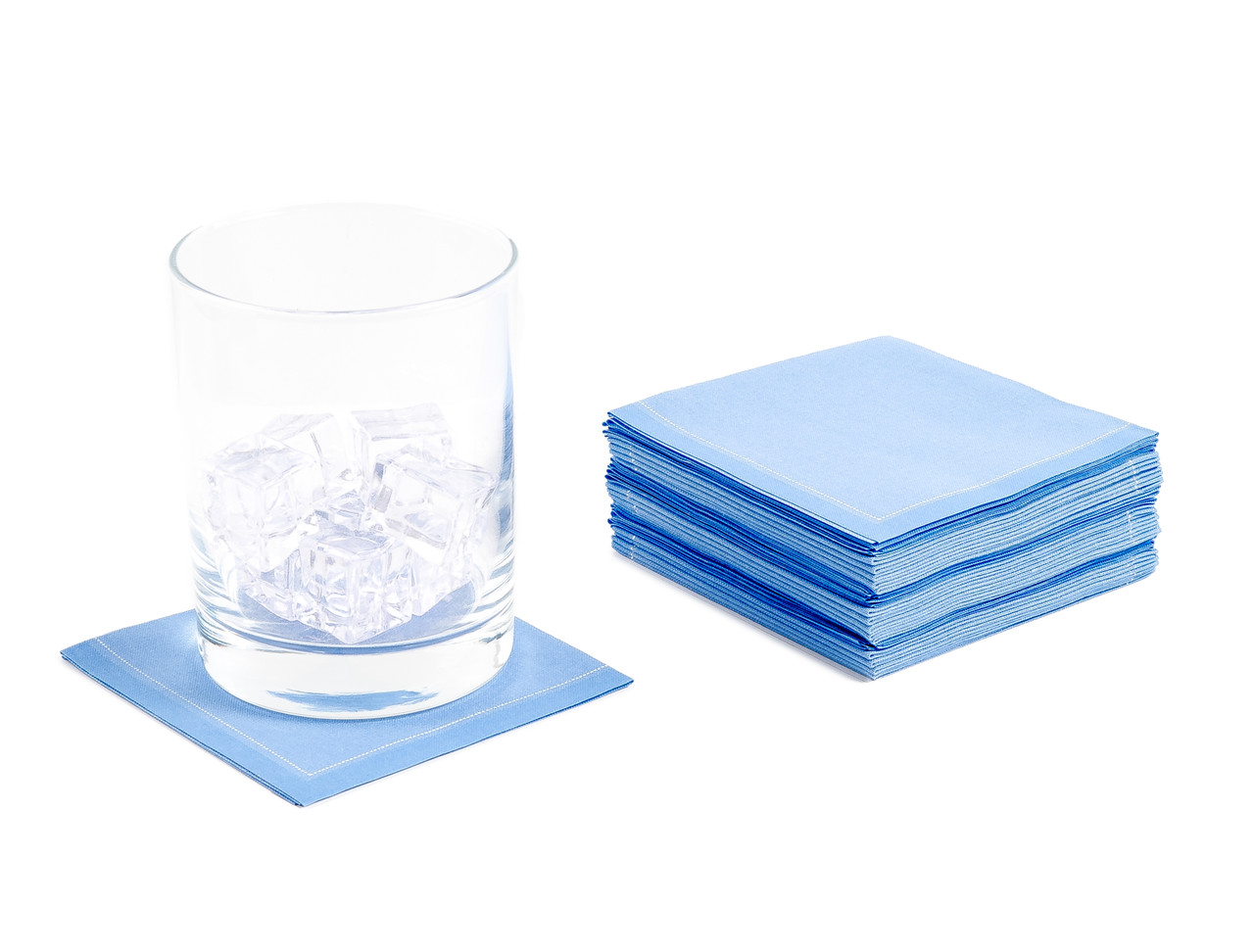 Sea Blue 1/4 Fold Cocktail - 100% Organic Cotton (200 GSM) - 8" x 8" (folded 4" x 4") - 600 units