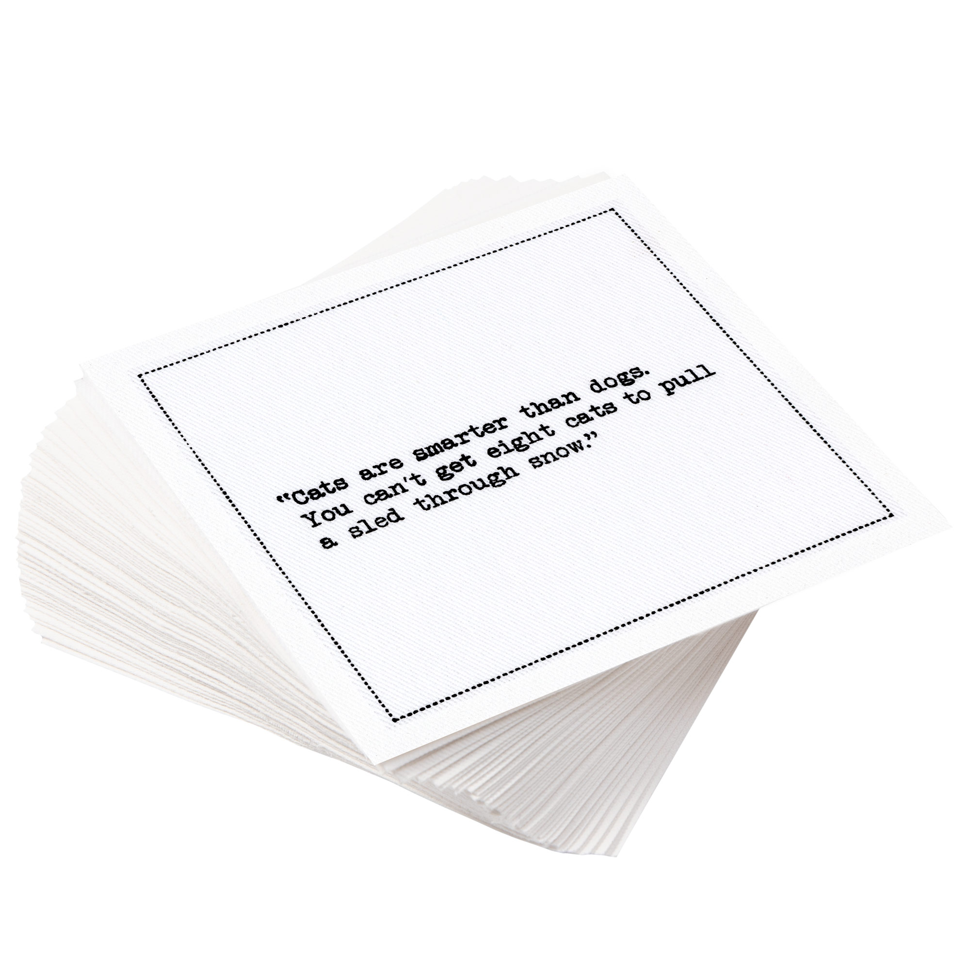 Cat Quotes - White - 100% Organic Cotton - 4.5" x 4.5" - 1200 units per case - 50 units per pack