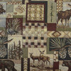 Peters Cabin Upholstery Fabric in STONE | Rustic Tapestry Log Cabin By The Yard