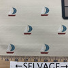 Sail Boat Fabric | Skipper on cream  | Nautical Upholstery Fabric