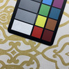 Golden Yellow Lattice Scroll on White Damask Upholstery / Drapery Fabric 54"W