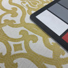 Golden Yellow Lattice Scroll on White Damask Upholstery / Drapery Fabric 54"W