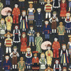World Children in Traditional Dress on Black Slub | Multiuse Fabric By The Yard