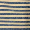 Vertical Patterned Stripes in Navy Blue and Tan Upholstery Fabric | 54"W | BTY