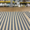 Vertical Patterned Stripes in Navy Blue and Tan Upholstery Fabric | 54"W | BTY