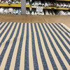 Vertical Patterned Stripes in Navy Blue and Tan Upholstery Fabric | 54"W | BTY