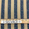 Vertical Patterned Stripes in Navy Blue and Tan Upholstery Fabric | 54"W | BTY