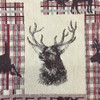 Deer Patchwork Fabric in Brown / Dark Red / Off-White | Heavyweight Upholstery | 54" Wide | By the Yard | Regal "Crocket" in Crimson