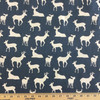 Deer Silhouettes in Navy Blue | Premier Prints | Home Decor Fabric | 54 W | BTY