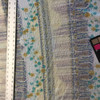 Blue / Gold Mesh Smocked Floral Fabric | Medium Weight | Pillows, Skirts