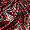 red black zebra print velour stretch fabric