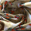 Tan Orange Floral Print Lightweight Woven Fabric | Poly Cotton | Drapery Apparel Lining Crafts
