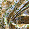Golden Tan and Olive Green Floral  Lightweight Broadcloth Fabric / Crafting / Home Decor / Cotton Poly Blend / 54 inch wide /