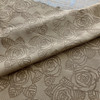 Textured Tan Floral Rose Upholstery Fabric | 58 Wide | By the Yard | Durable