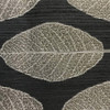 Black with Large Gray Leaves | Upholstery / Slipcover Fabric | 54 Wide | BTY