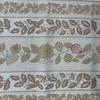 Khaki Tan Floral Sectioned Stripes | Upholstery Fabric | 54 Wide | By the Yard