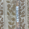 Khaki Tan Floral Sectioned Stripes | Upholstery Fabric | 54 Wide | By the Yard