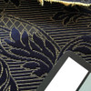Stylized Leaves with Stripes in Navy Blue and Yellow | Upholstery Fabric | 62 W
