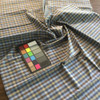 Blue and Tan Checked Plaid | Drapery / Slipcover Fabric | 56 Wide | By the Yard