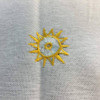 White with Sun Embroidery | Upholstery / Drapery Fabric | 70 Wide | By the Yard