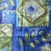 Leaf Patchwork by Wallquest | Blue / Green / Yellow | Home Decor Fabric | 54 W