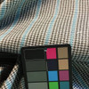Black / Gray Houndstooth with Blue Stripes | Upholstery / Slipcover Fabric | 54W