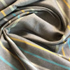 Horizontal Stripes Gray, Yellow, Blue | Slipcover / Curtain Fabric | 54 Wide