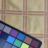 Yellow with Checked Grid | Red / Orange | Upholstery / Slipcover Fabric | 54 W