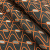 Black and Orange with Silver Atomic Geometric / Medium weight Upholstery Jacquard Fabric / Sold by the yard / 54 inch wide