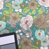 teal beige floral print mesh fabric