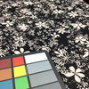 black and white floral print mesh fabric