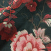 red gold black floral with butterfly sheer knit fabric
