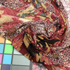 floral camo tan burgundy mesh fabric