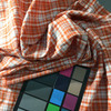 orange blue plaid fabric