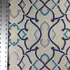 Linked Lattice by P/K Lifestyles | Blue, Silver, Beige | OUTDOOR Home Decor Fabric | Upholstery / Cushions | 54" Wide | By the Yard