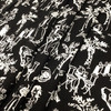 White Vacation Print on Black Rayon Dress Weight Fabric | Great For Casual Apparel | Dresses | Tops | Crafts | Drapery| By The Yard | 60 inch wide
