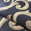 Scrollwork in Black / Tan | Upholstery Fabric | 54" Wide | By the Yard